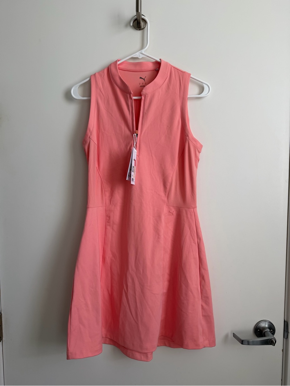 Puma Coral Sleeveless Zip-Front Mini Dress